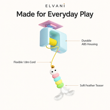 Retractable cat toy for chase and swat play