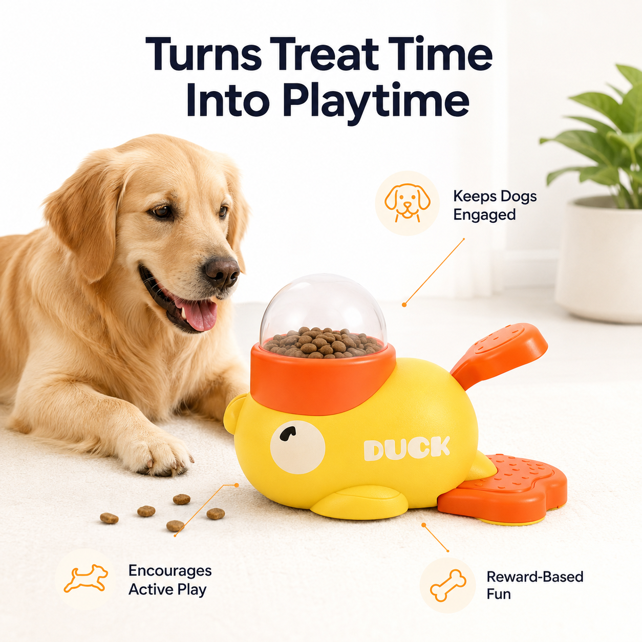 Dog treat dispenser for dry treats or kibble